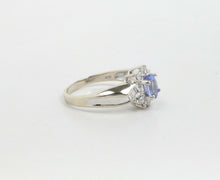 Load image into Gallery viewer, Vintage 14K White Gold Cornflower Blue Sapphire & Diamond Ring
