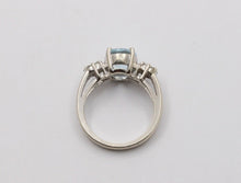 Load image into Gallery viewer, Vintage Oval Aquamarine Diamonds 14K White Gold Ring