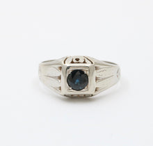 Load image into Gallery viewer, Art Deco Sapphire 14K White Gold Unisex Ring Band