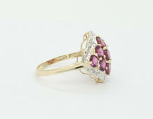 Load image into Gallery viewer, Vintage 10K Yellow Gold Diamond Amethyst Cluster Ring