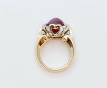 Load image into Gallery viewer, Beautiful Ladies Cabochon Ruby Diamonds Yellow White Gold Ring