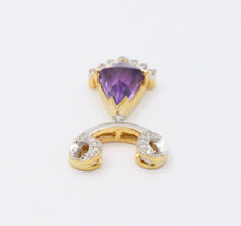Load image into Gallery viewer, Vintage Geometric Amethyst Diamonds 18K Yellow Gold Platinum Pendant