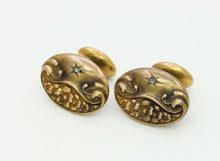 Load image into Gallery viewer, Art Nouveau Men's Cufflinks Diamonds 10K Yellow Gold
