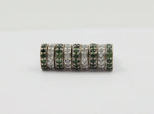 Load image into Gallery viewer, Sonia B 18K White Gold Interactive Diamonds and Green Garnet Movable Ring Band.