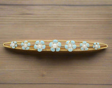 Load image into Gallery viewer, Art Nouveau 14K Yellow Gold Forget Me Not Flower Enamel Bar Pin