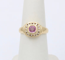 Load image into Gallery viewer, Vintage Pink Sapphire Diamonds 14k Yellow Gold Ring