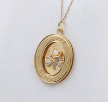 Load image into Gallery viewer, Vintage 14K Gold Pearl “ Happy Birthday” Flower Bouquet Charm Pendant