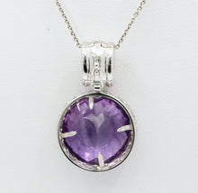 Load image into Gallery viewer, Vintage Ladies Amethyst Diamonds 14K White Gold Pendant