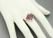 Load image into Gallery viewer, Vintage 10K Yellow Gold Diamond Amethyst Cluster Ring