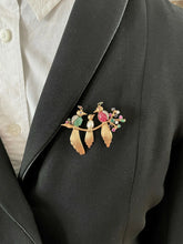 Load image into Gallery viewer, Birds of Paradise Emeralds Rubies Diamonds 18K YG Brooch