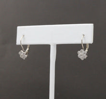 Load image into Gallery viewer, Sweet 14K White Gold Floral Round Cut Diamond Earrings