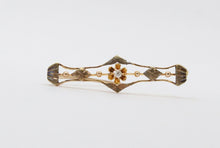 Load image into Gallery viewer, Victorian 10K Diamond Rose Yellow Gold Brooch Pin