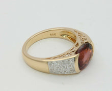 Load image into Gallery viewer, Vintage 14K Yellow Gold Diamond Orangy Pink Tourmaline Ring