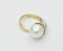 Load image into Gallery viewer, Vintage Platinum 18K Yellow Gold Diamond Pearl Cocktail Ring