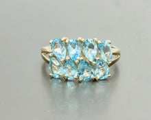Load image into Gallery viewer, Vintage 10K Yellow Gold Blue Topaz Cluster Ring