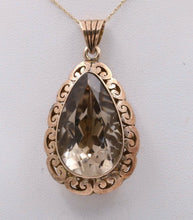 Load image into Gallery viewer, Vintage 14K Rose Gold Pear Shape Smoky Topaz  Pendant , Necklace