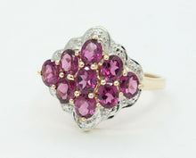 Load image into Gallery viewer, Vintage 10K Yellow Gold Diamond Amethyst Cluster Ring
