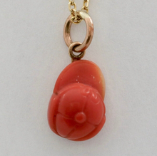 Load image into Gallery viewer, Antique 14K Rose gold Carved Coral Helmet / Cap Charm Pendant