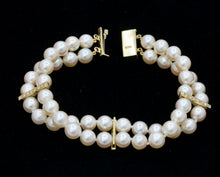 Load image into Gallery viewer, Vintage 18K Yellow Gold Pearl Diamond Bracelet