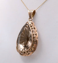 Load image into Gallery viewer, Vintage 14K Rose Gold Pear Shape Smoky Topaz  Pendant , Necklace