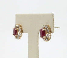 Load image into Gallery viewer, Vintage 14K Two Tone Gold Ruby & Diamonds Studs Earrings