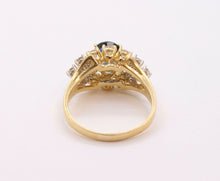 Load image into Gallery viewer, Beautiful Vintage Italian Ladies Blue Sapphire Diamonds 14K Yellow Gold Ring