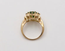 Load image into Gallery viewer, Vintage Cluster Green Garnet 14K Yellow Gold Ring