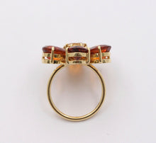 Load image into Gallery viewer, Vintage Flower Fire Citrine 18K Yellow Gold Ring