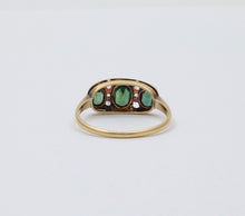 Load image into Gallery viewer, Antique Edwardian 18K Gold Three Green Tourmaline Diamond Ring, Ring Band.