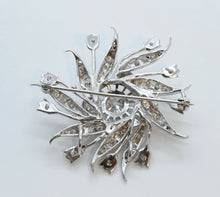 Load image into Gallery viewer, Ladies Vintage Flower Pinwheel 14K White Gold Diamonds Brooch Pin Pendant