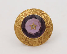 Load image into Gallery viewer, Victorian 14K Yellow Gold Amethyst Seed Pearl Brooch Pin