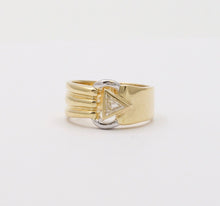 Load image into Gallery viewer, Vintage Geometric Trillion Cut Diamond 18K Yellow White Gold Ring