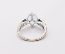 Load image into Gallery viewer, Vintage Ladies Natural Aquamarine Diamonds 14K White Gold Ring