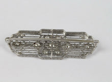 Load image into Gallery viewer, Art Deco 14K White Gold Diamond Filigree Brooch