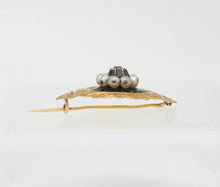 Load image into Gallery viewer, Victorian18K Yellow Gold Black Enamel Diamond Pearl brooch