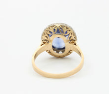 Load image into Gallery viewer, Victorian 18K Yellow Gold Rose Cut Diamond Sapphire Cocktail Ring