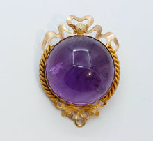 Load image into Gallery viewer, Victorian Purple Obsidian Stone 18K Yellow Gold Brooch Pin