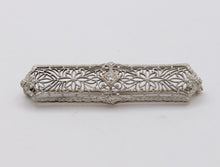 Load image into Gallery viewer, Art Deco 14K White Gold Diamond Bar Pin Brooch