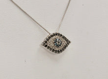 Load image into Gallery viewer, Beautiful Evil Eye Apotropaic Diamonds Sapphires 14K White Gold Pendant & Chain