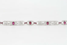 Load image into Gallery viewer, Vintage Ladies Diamonds Rubies 14K White Gold Bracelet