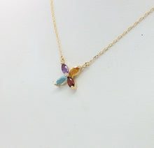 Load image into Gallery viewer, Vintage 14K Yellow Gold Four Leaf Flower Multi Stone Diamond Pendant