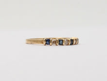 Load image into Gallery viewer, Lovely Channel Set Diamonds Blue Sapphires 14K Yellow Gold Ring