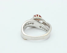 Load image into Gallery viewer, Vintage Ladies Spessartite Garnet Diamonds 18K White Gold Ring