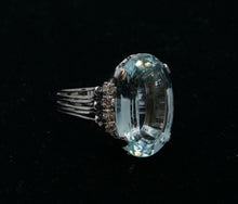 Load image into Gallery viewer, Vintage Aquamarine Diamonds 14K White Gold Ring