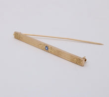 Load image into Gallery viewer, Art Deco Sapphire 14K Yellow Gold Bar Brooch Pin