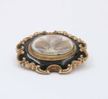 Load image into Gallery viewer, Victorian Memento Mori Hair 10K Enamel Brooch Pendant
