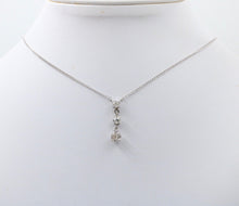 Load image into Gallery viewer, Vintage 14K White Gold Three Diamond Pendant, Necklace