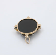 Load image into Gallery viewer, Victorian Cameo Seed Pearls Onyx 14K Yellow Gold Pendant