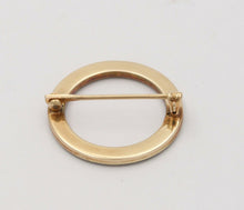 Load image into Gallery viewer, Art Deco Smoky Blue Guilloche Enamel Split Pearl Circle Pin Brooch