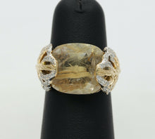 Load image into Gallery viewer, Vintage John Hardy Rutilated Quartz Diamonds Leaf Ring